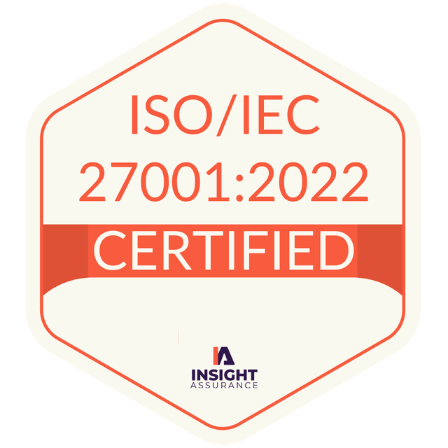ISO/IEC 27001:2022 certified badge by Insight Assurance