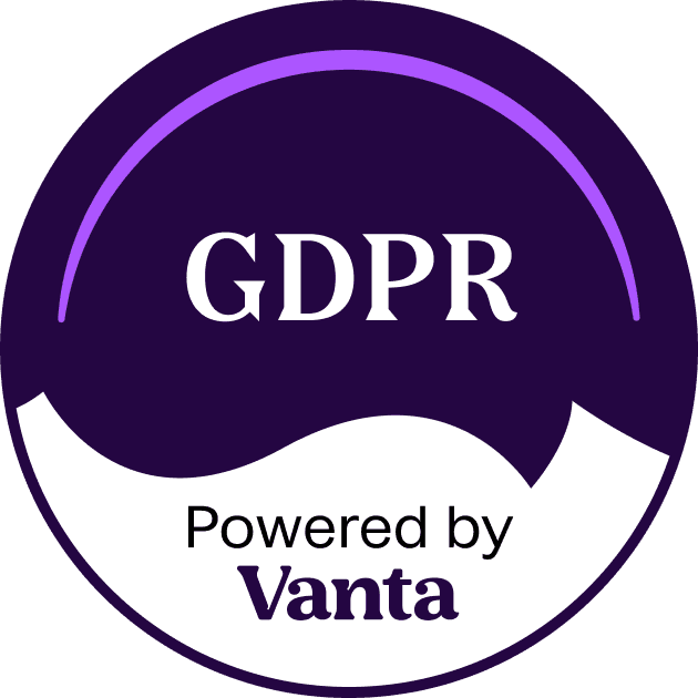 GDPR compliance badge, powered by Vanta